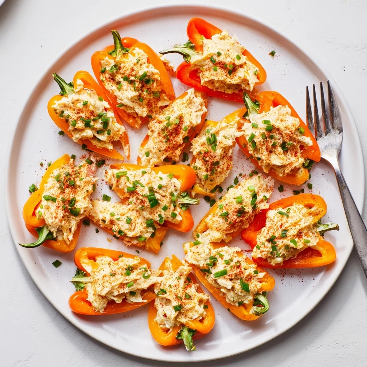 Golden roasted mini peppers stuffed with creamy cheese filling, air fried to tender perfection