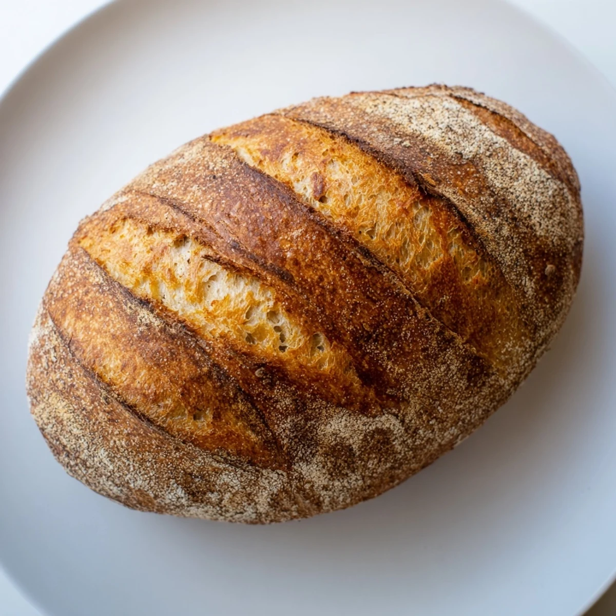 Artisan crusty Italian bread broken open revealing airy chewy interior texture