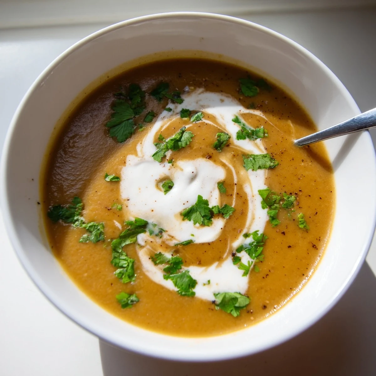 Golden bowl of spicy apple soup recipe featuring tender apples and warming autumn spices