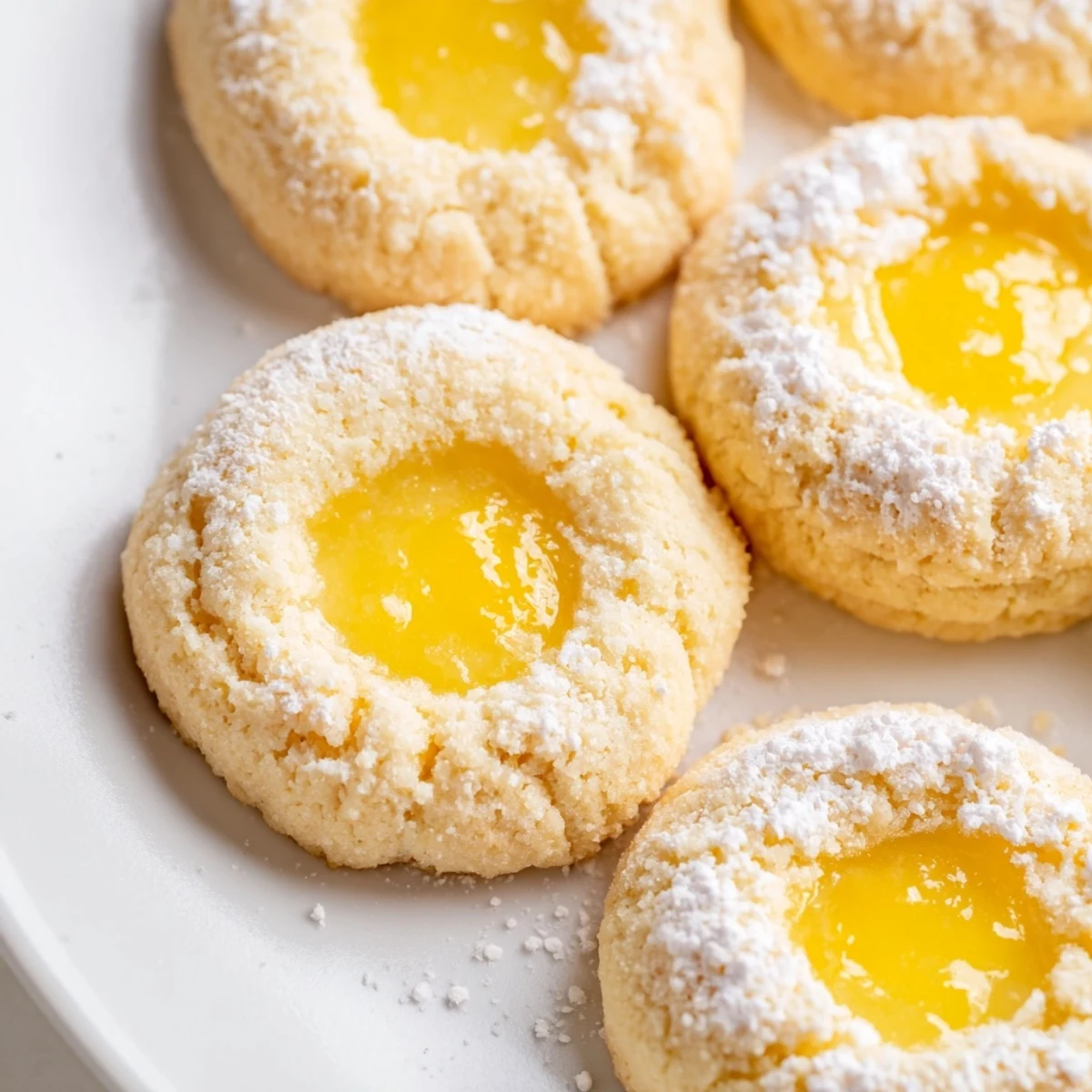 Thumbprint lemon curd cookies with tangy centers fresh from the oven