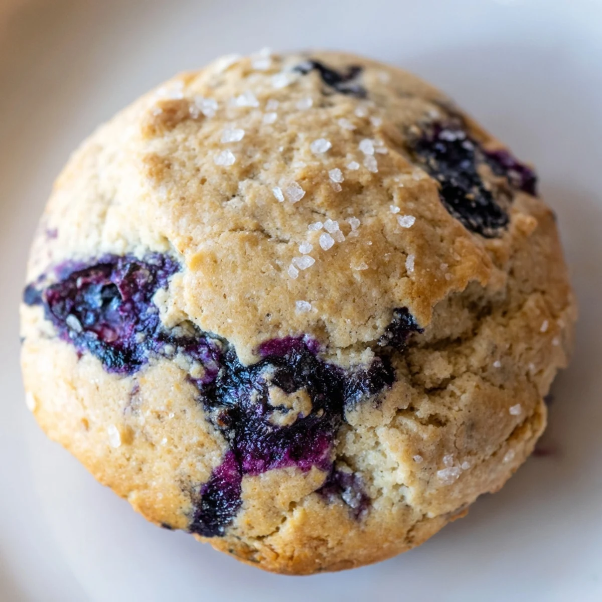 Soft blueberry muffin cookies with golden edges on a rustic white baking sheet