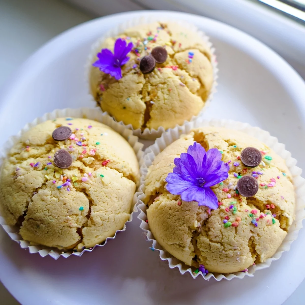 Steamed Blooming Cupcakes with cracked golden tops on a rustic cooling rack