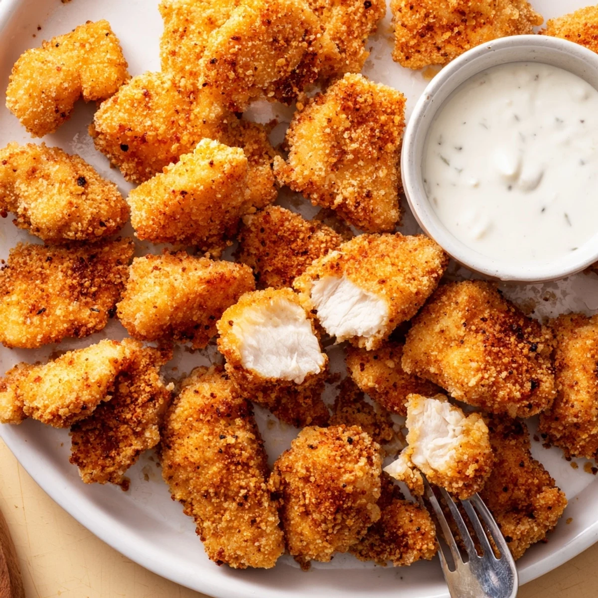Buttermilk marinated Chicken Bites with crunchy crust, served with tangy ranch