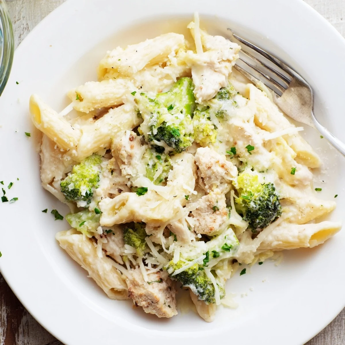 Creamy Chicken Broccoli Alfredo Bake tender chicken, bright broccoli, served with garlic bread
