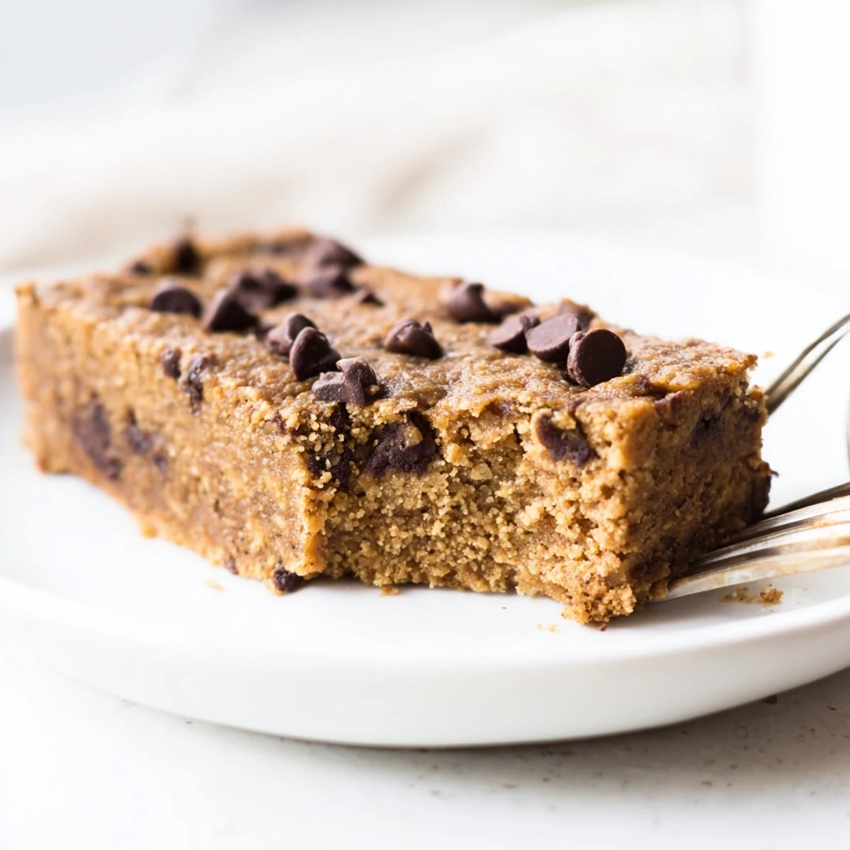 Rich flourless peanut butter banana dessert fresh from the oven with soft crumb texture