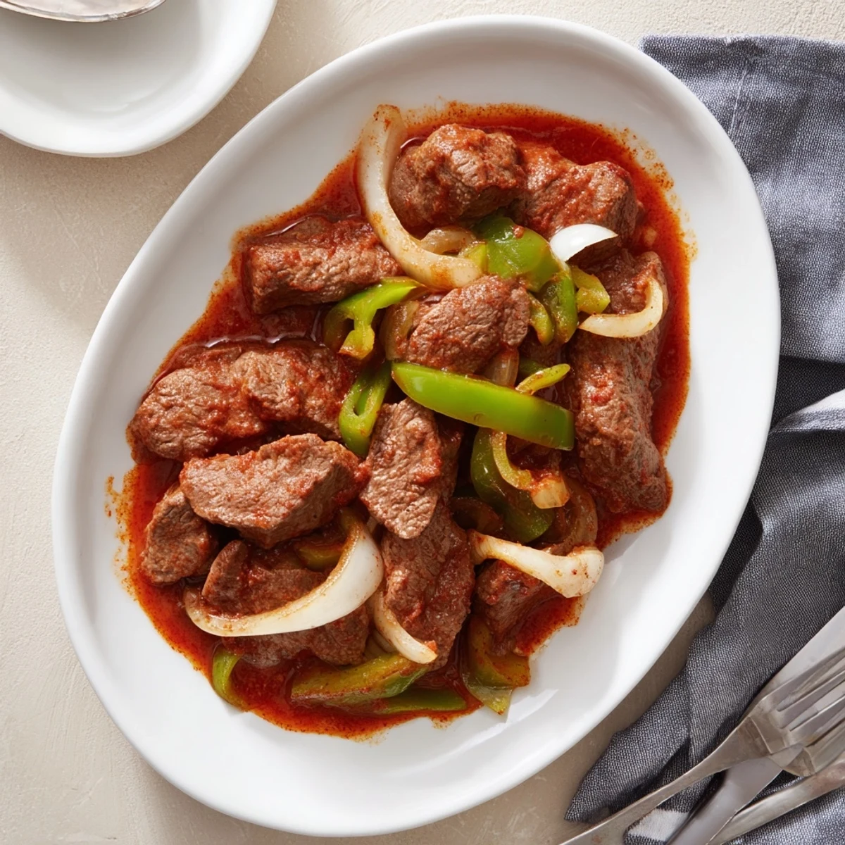 Golden brown Old Fashioned Swiss Steak served with savory tomatoes, onions, and celery