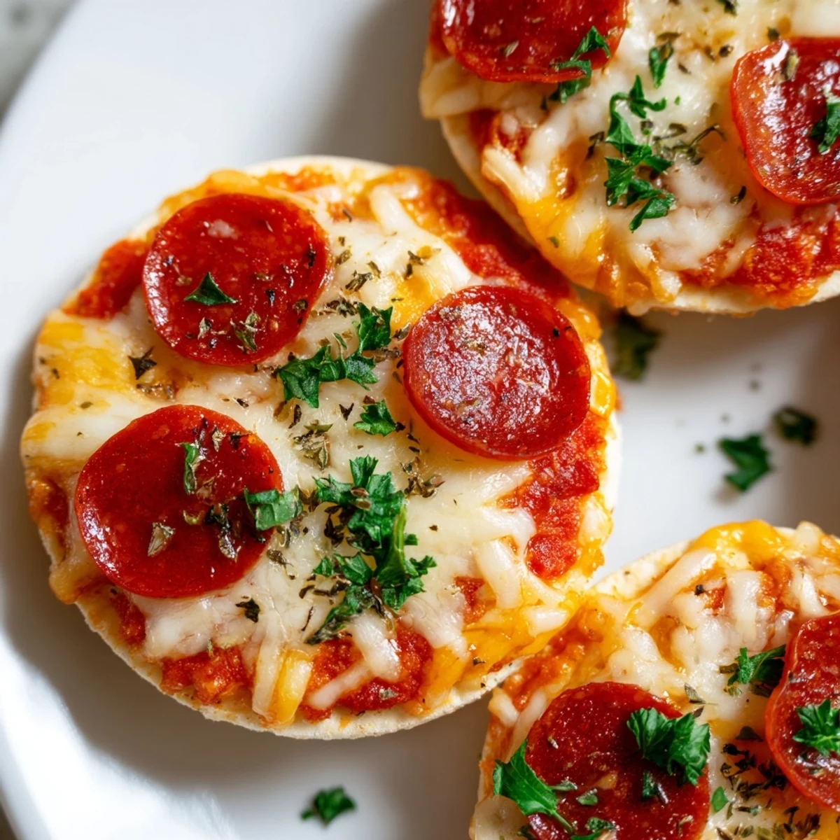 Golden beef pepperoni pizza crackers topped with melted mozzarella and zesty tomato sauce