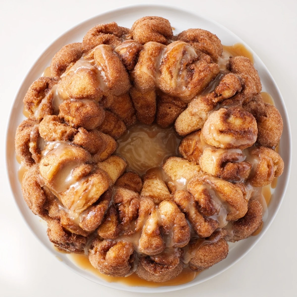 Serve warm Cinnamon Roll Monkey Bread with coffee, sticky centers and golden crust