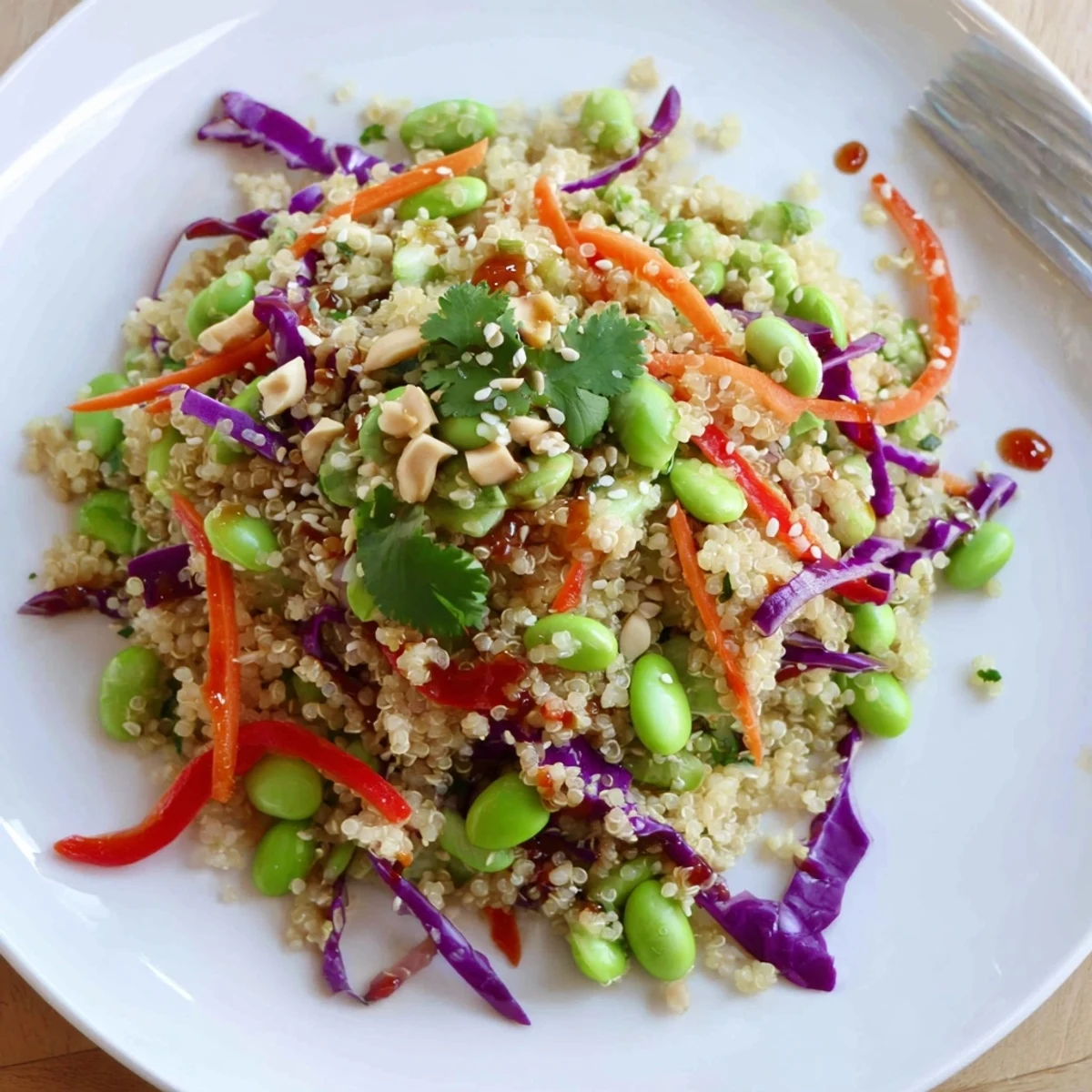 Asian Dressing Quinoa Salad with fluffy quinoa, crisp veggies, zesty lime dressing
