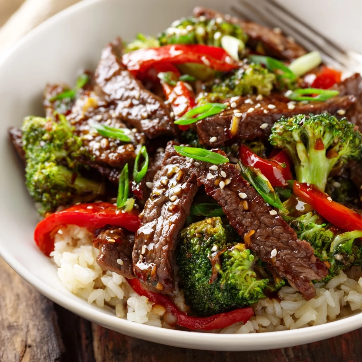 Tender slices in Beef And Broccoli Stir Fry served hot from the wok