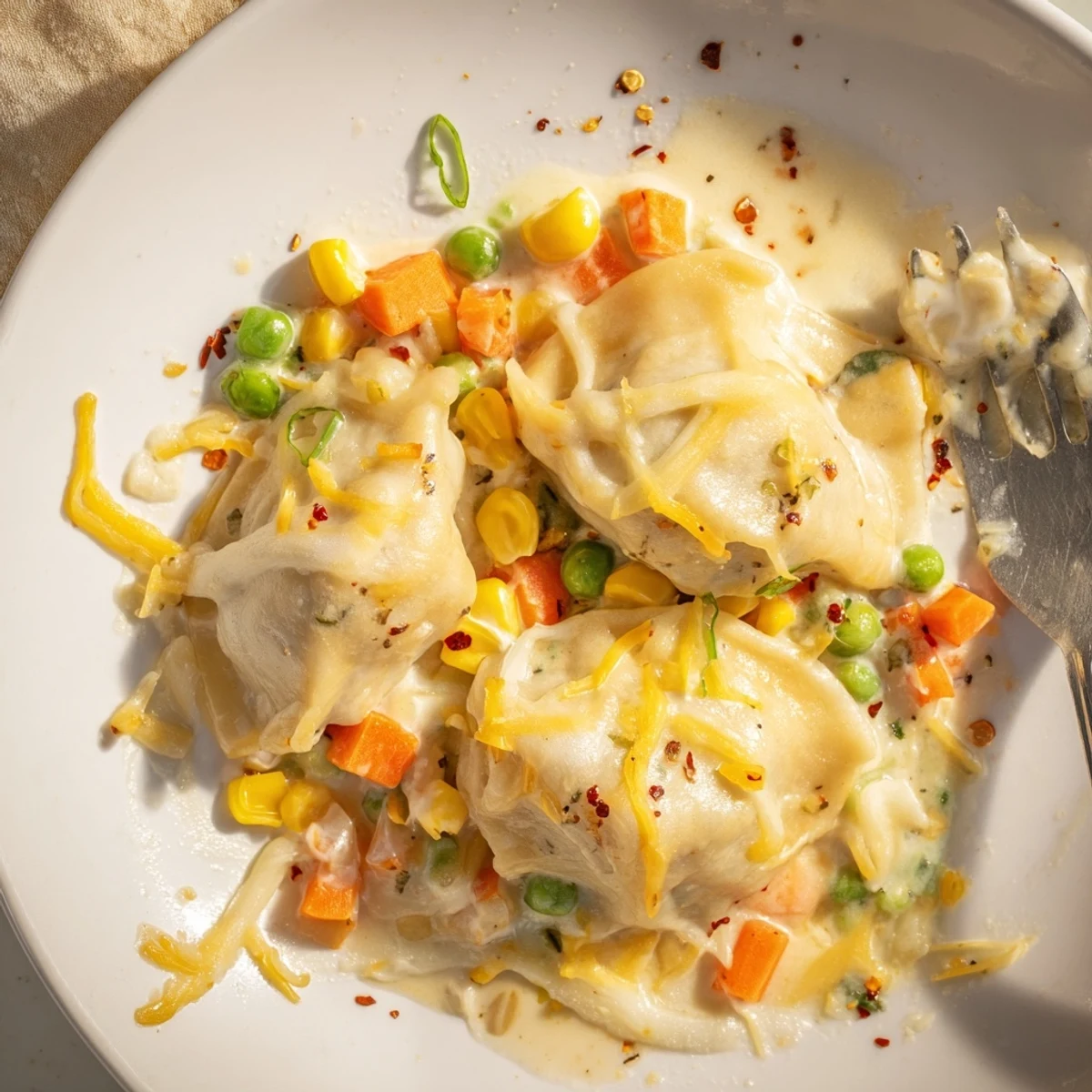Serve Trader Joe’s Soup Dumpling Bake warm with a crisp green salad.