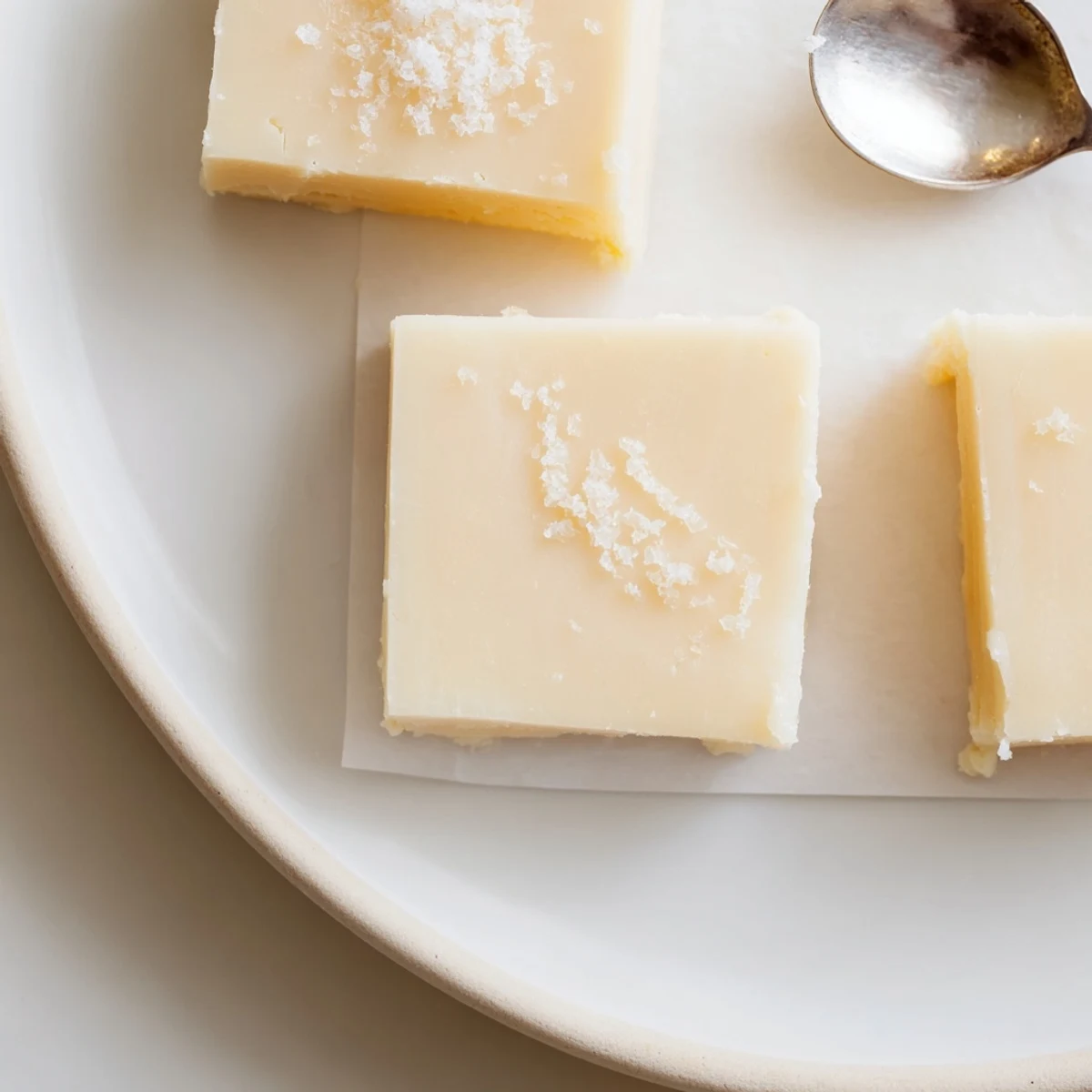 Freshly cut Kentucky Cream Candy piled on plate, melt in your mouth richness.
