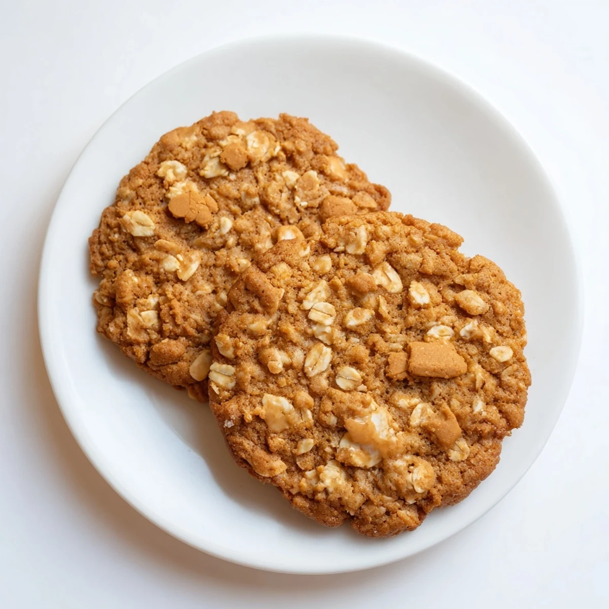 Homemade oatmeal Biscoff cookies drizzled with warm spread, perfect for dipping into afternoon coffee or tea