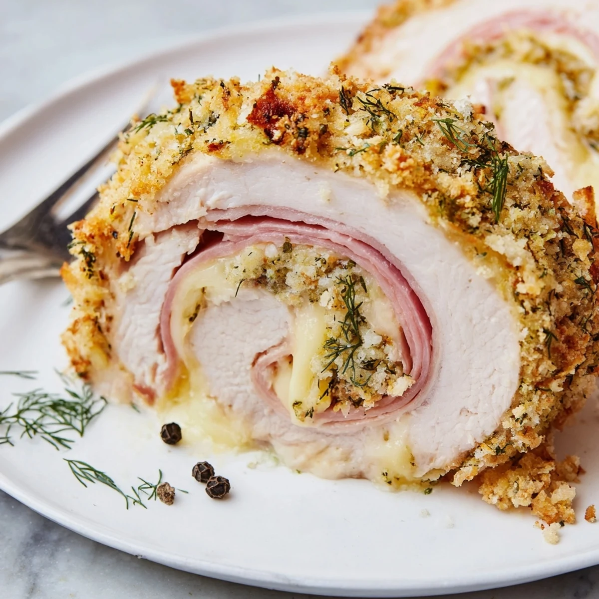 Crispy Pickle Brined Chicken Rolls sliced, gooey cheese oozing, golden breadcrumb crust