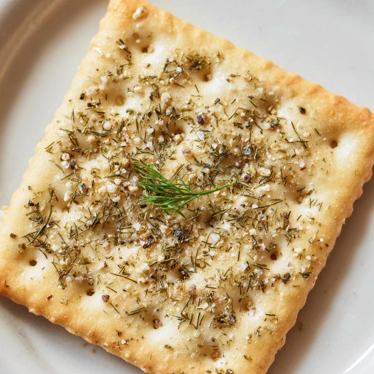 Dill Pickle Saltines Recipe showing golden crispy crackers sprinkled with dill