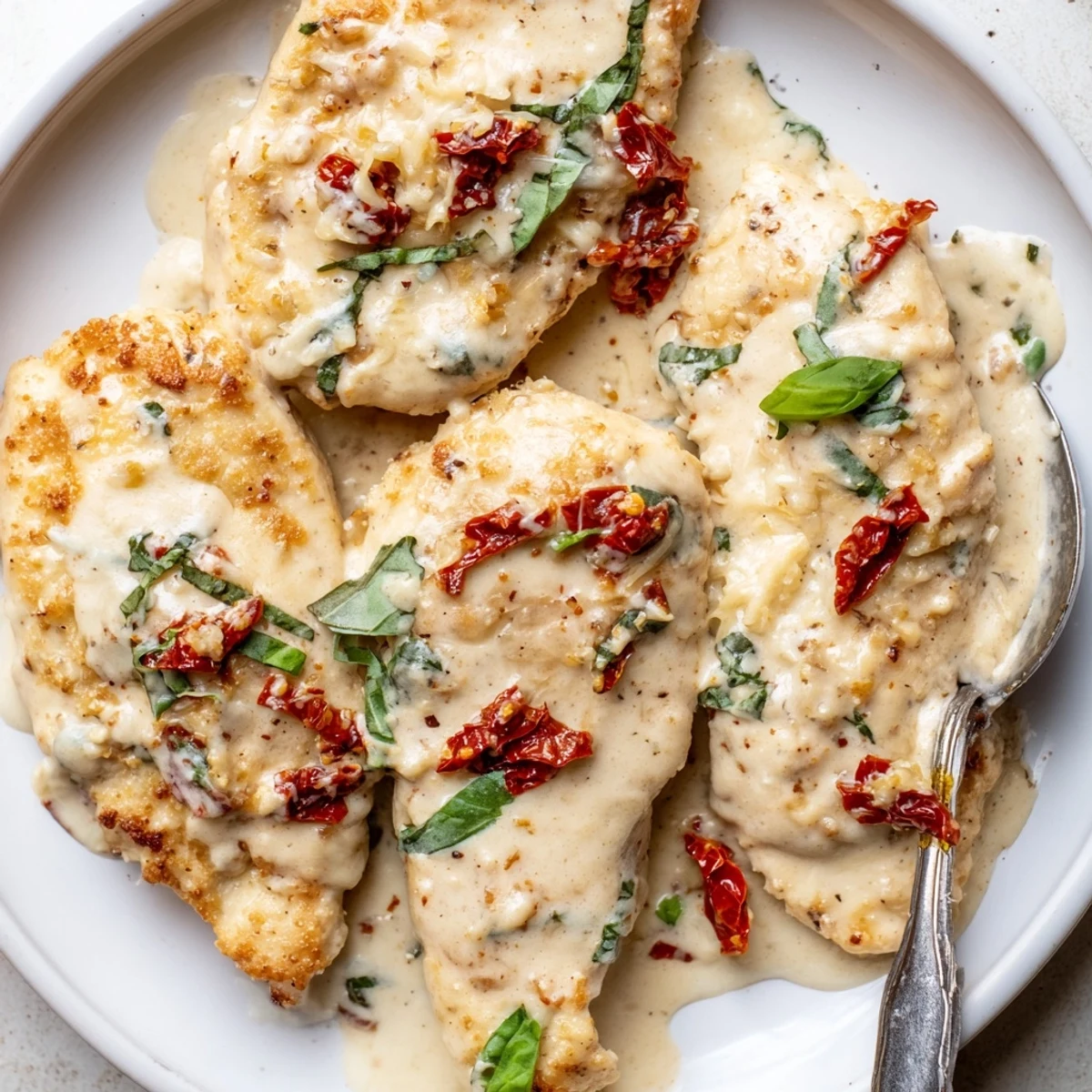 Weeknight Dump And Go Crockpot Marry Me Chicken tender breasts bathed in garlic-parmesan