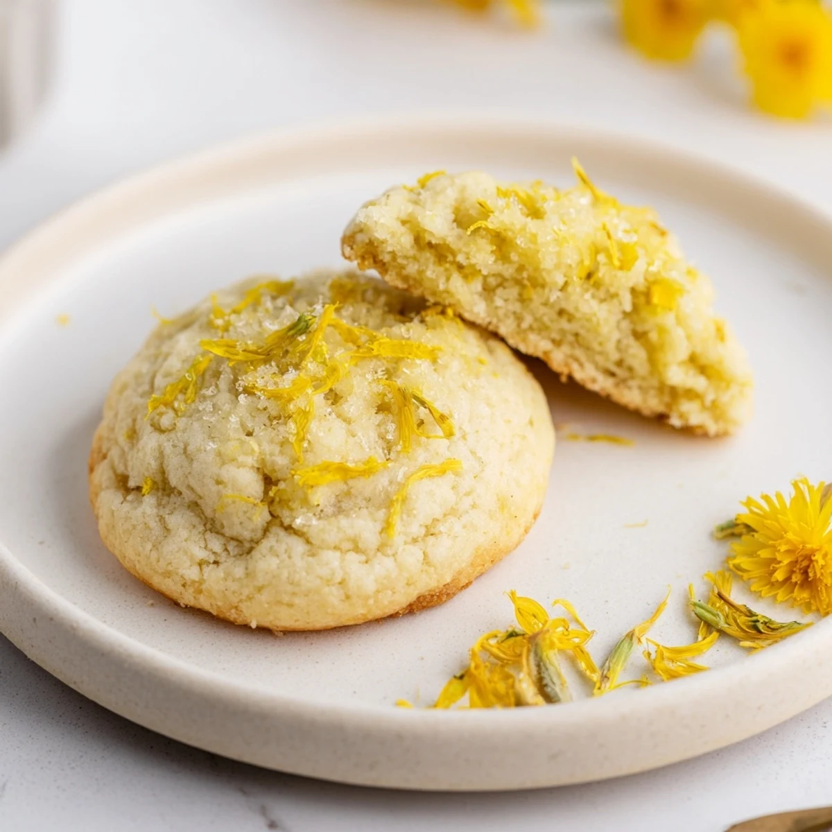Freshly baked Magical Dandelion Cookies Recipe cooling on a wire rack
