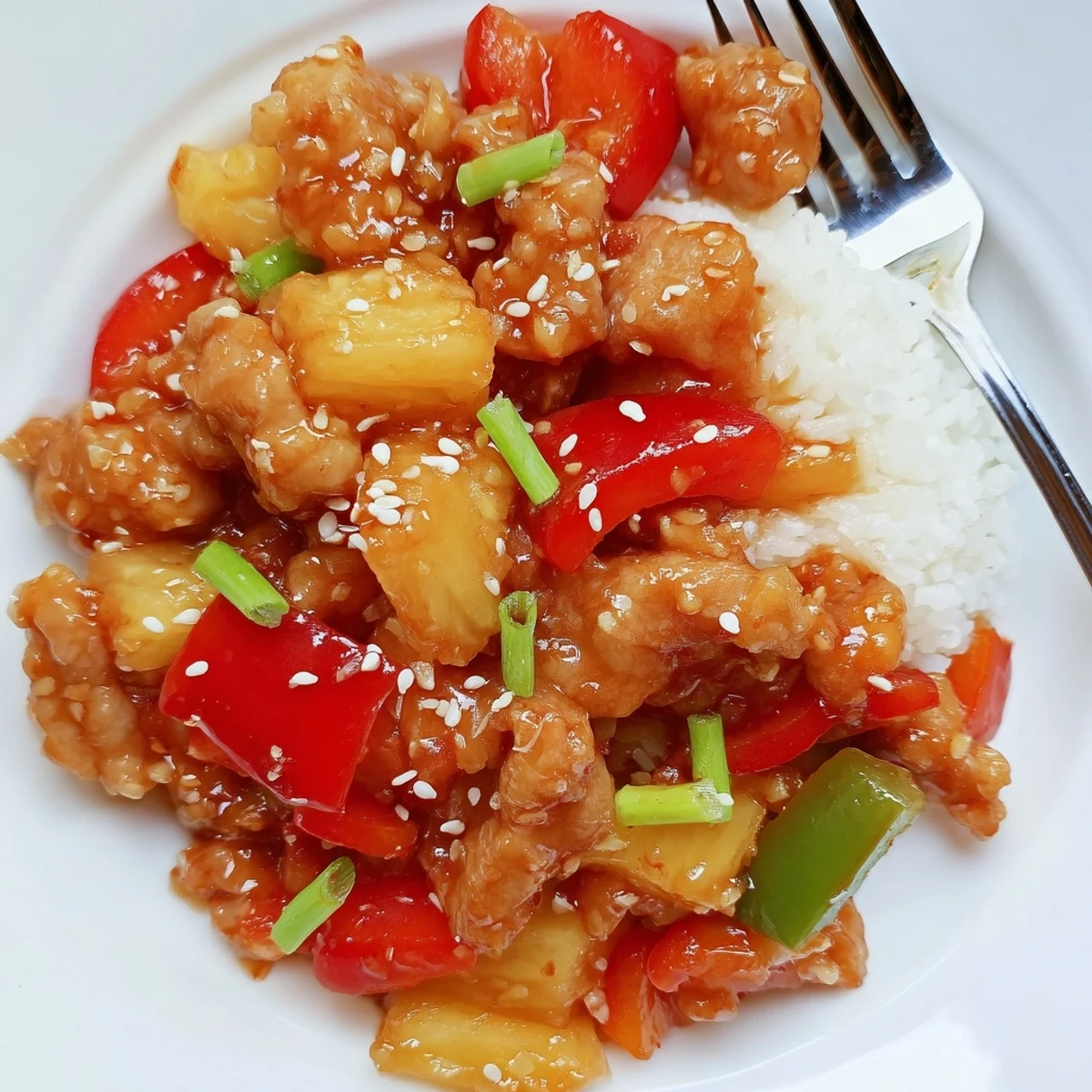Slow simmered Sweet Hawaiian Crockpot Chicken with juicy bites, bell peppers, tangy aroma