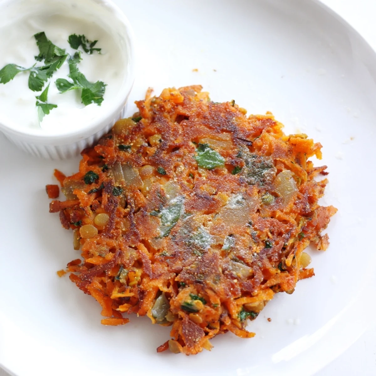 Pan-fried Crispy Sweet Potato Lentil Patties with crunchy edges and tender centers.