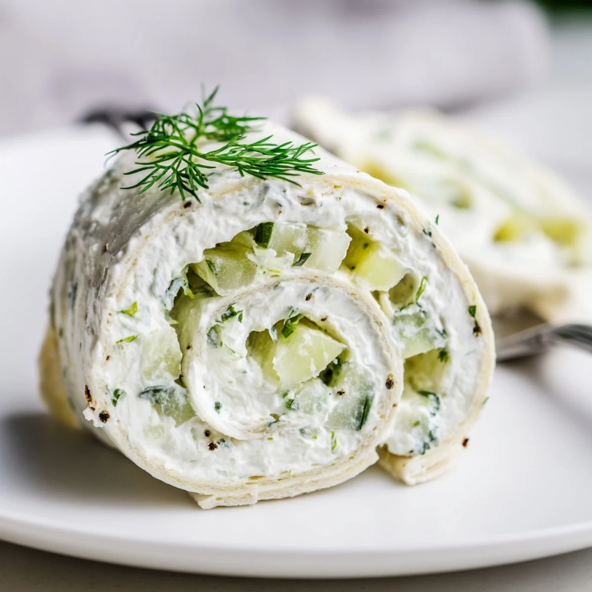 Chilled Cucumber And Dill Pinwheels sliced thin, cucumber crunch and lemon brightness