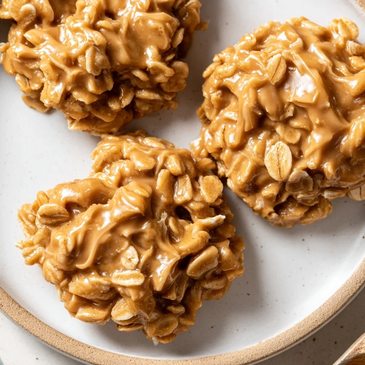 Peanut Butter No Bake Cookies cooling on parchment, chewy, sweet peanut aroma  