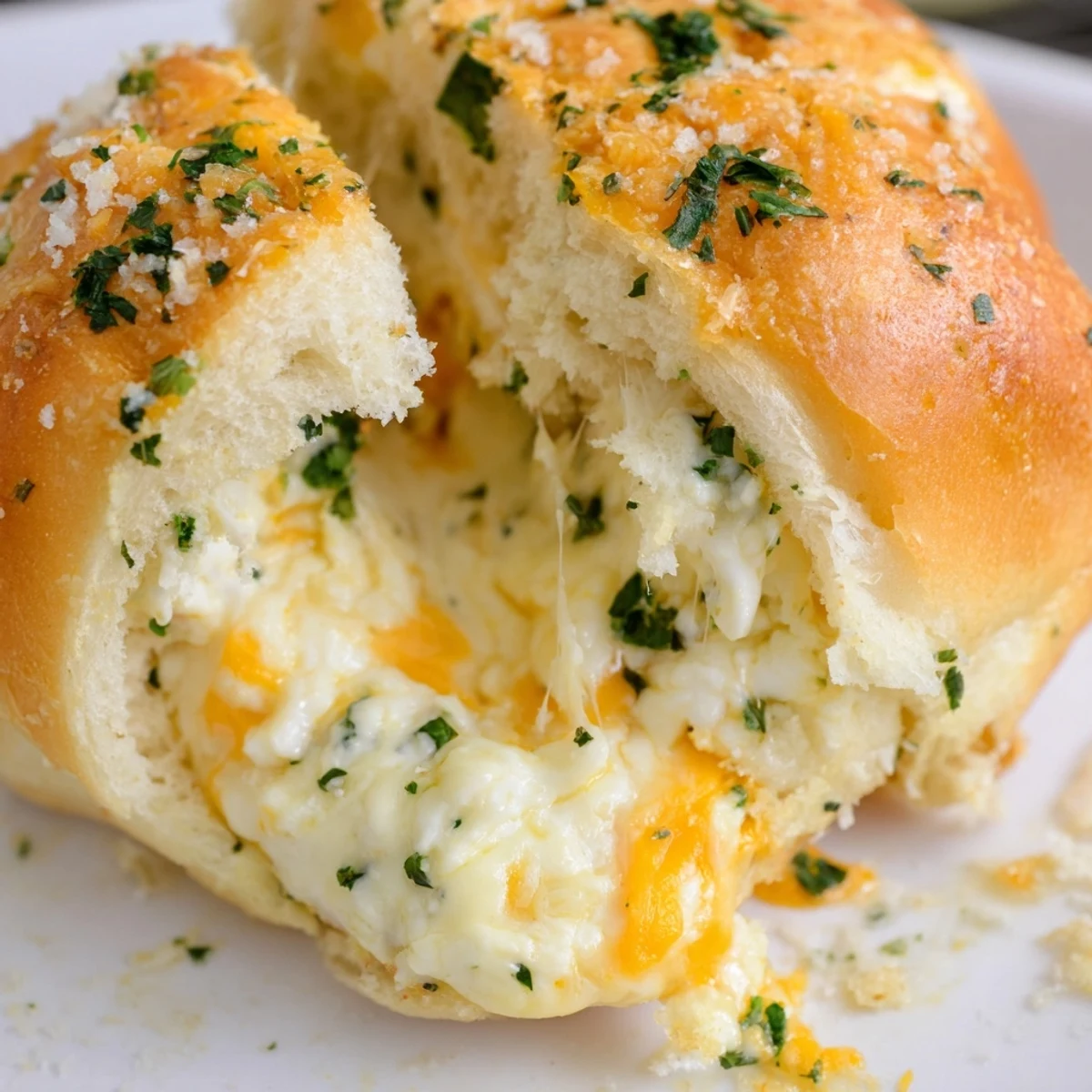 Platter of warm Triple Cheese Garlic Stuffed Bread Bites, perfect for sharing