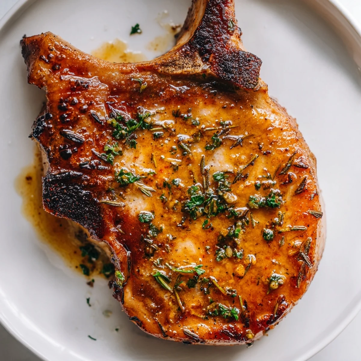 Tasty Turkey Chops sizzling in skillet, golden sear and lemony pan sauce.