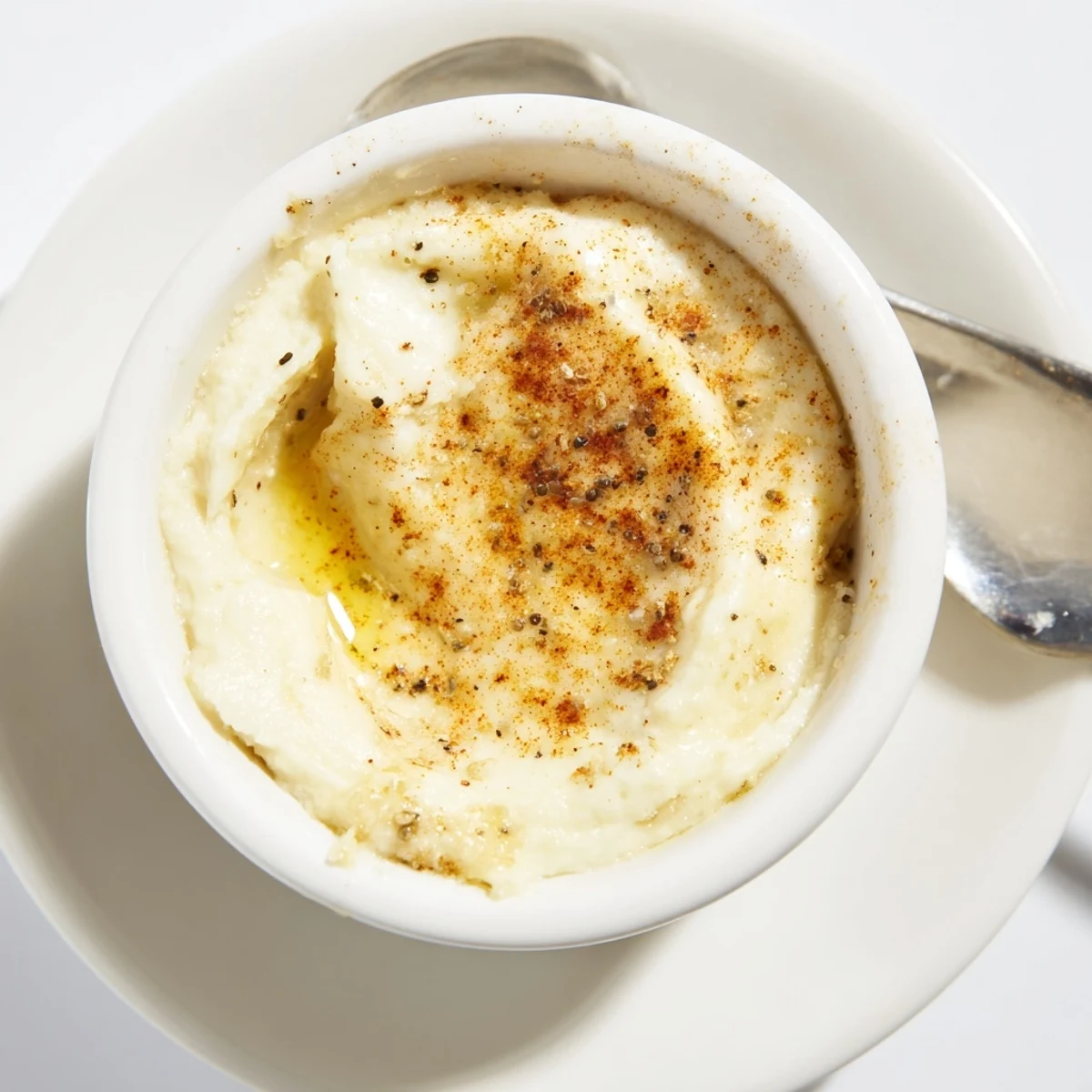 Smoky Garlic Sauce glistening in bowl, roasted garlic aroma and creamy texture
