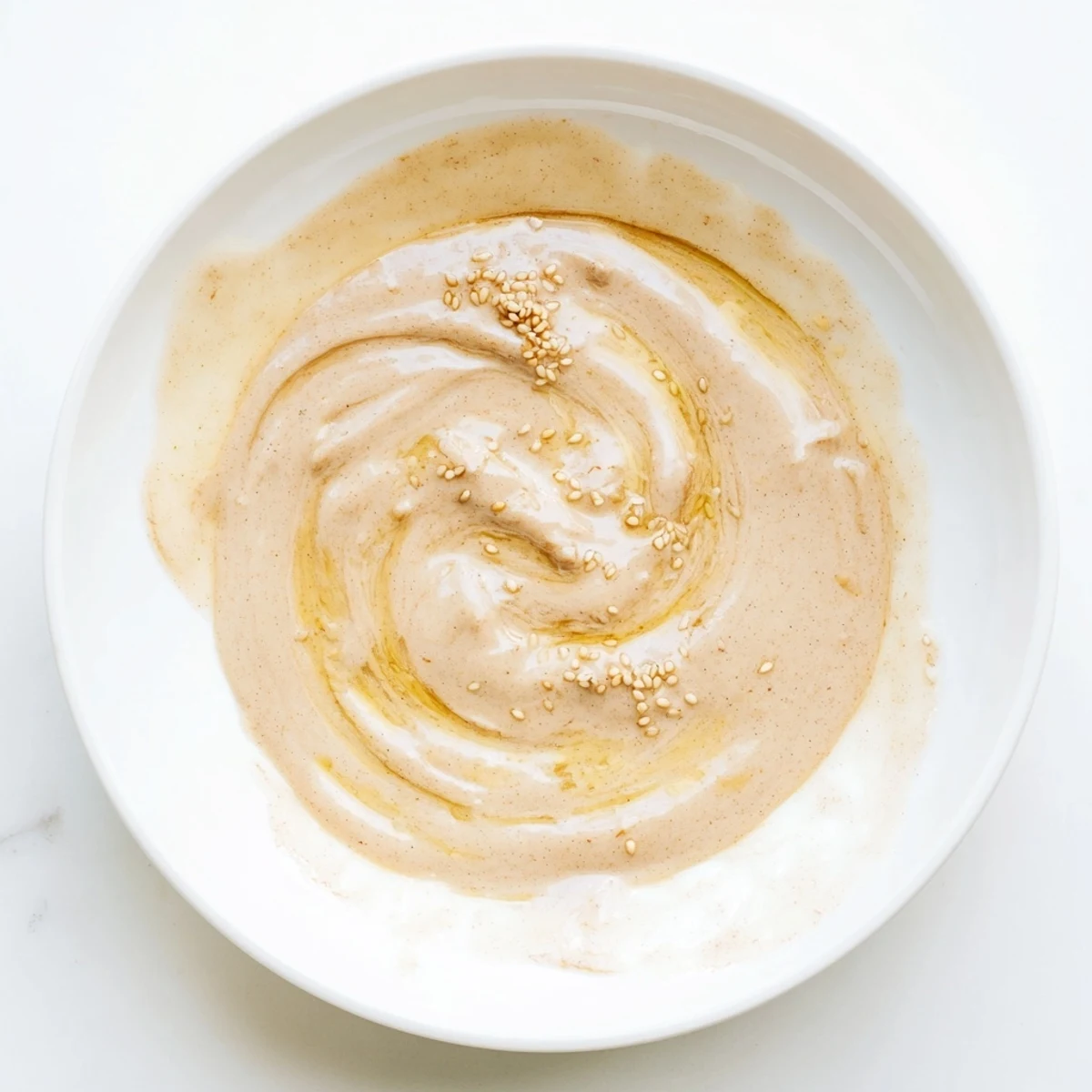 Smooth golden Asian-inspired dressing glistening on grilled vegetables for healthy meal prep.