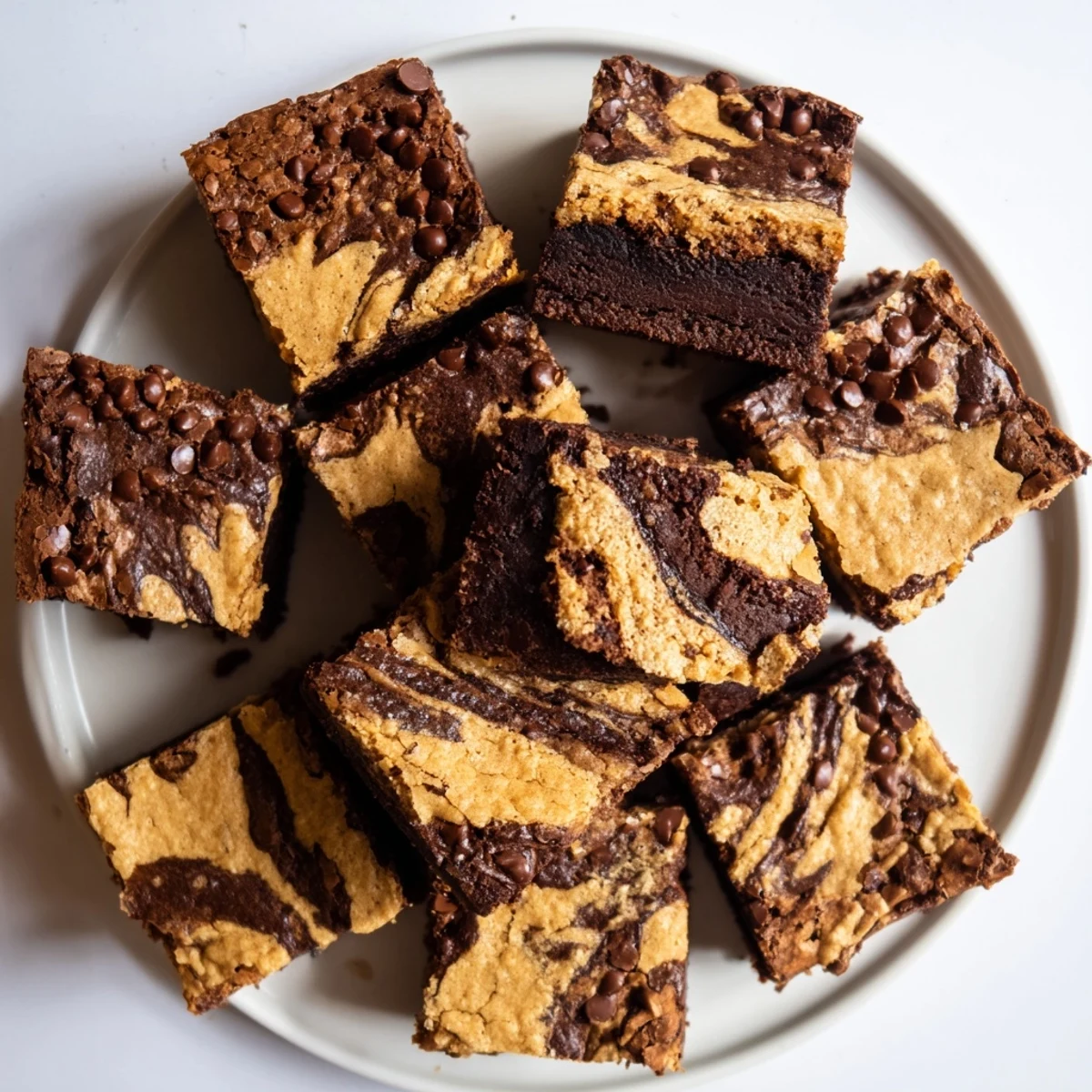 Freshly baked brookies cut into squares showcasing the perfect fudgy brownie and chocolate chip cookie combination