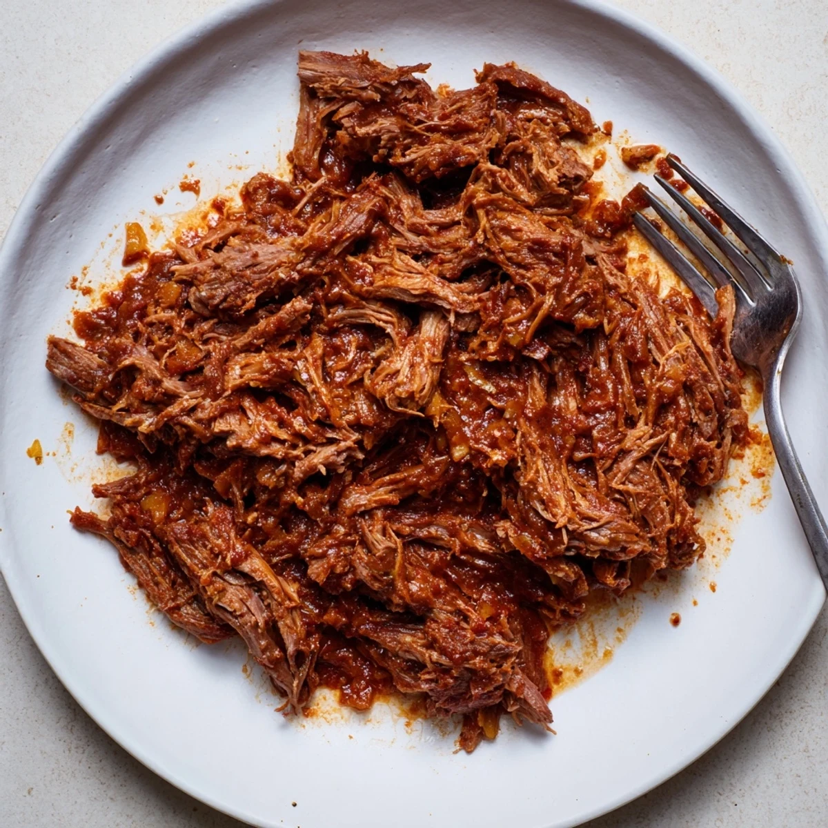 Tender slow cooker beef barbacoa shredded into juicy spiced chunks ready for warm corn tortillas