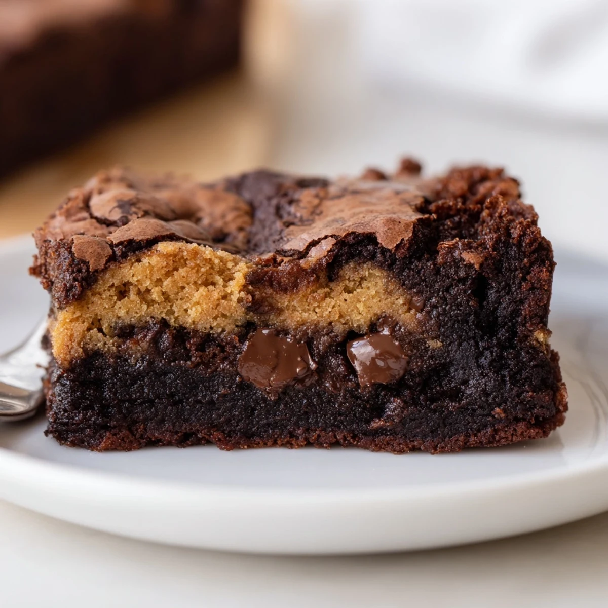 Warm Fudgy Chewy Brookies Recipe served on plate with melting vanilla ice cream