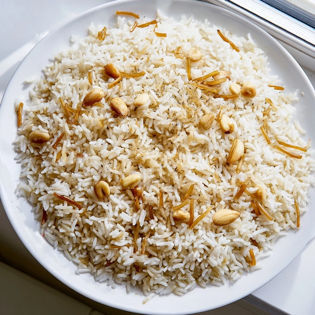 Fluffy Lebanese Rice studded with golden toasted vermicelli noodles, served steaming hot
