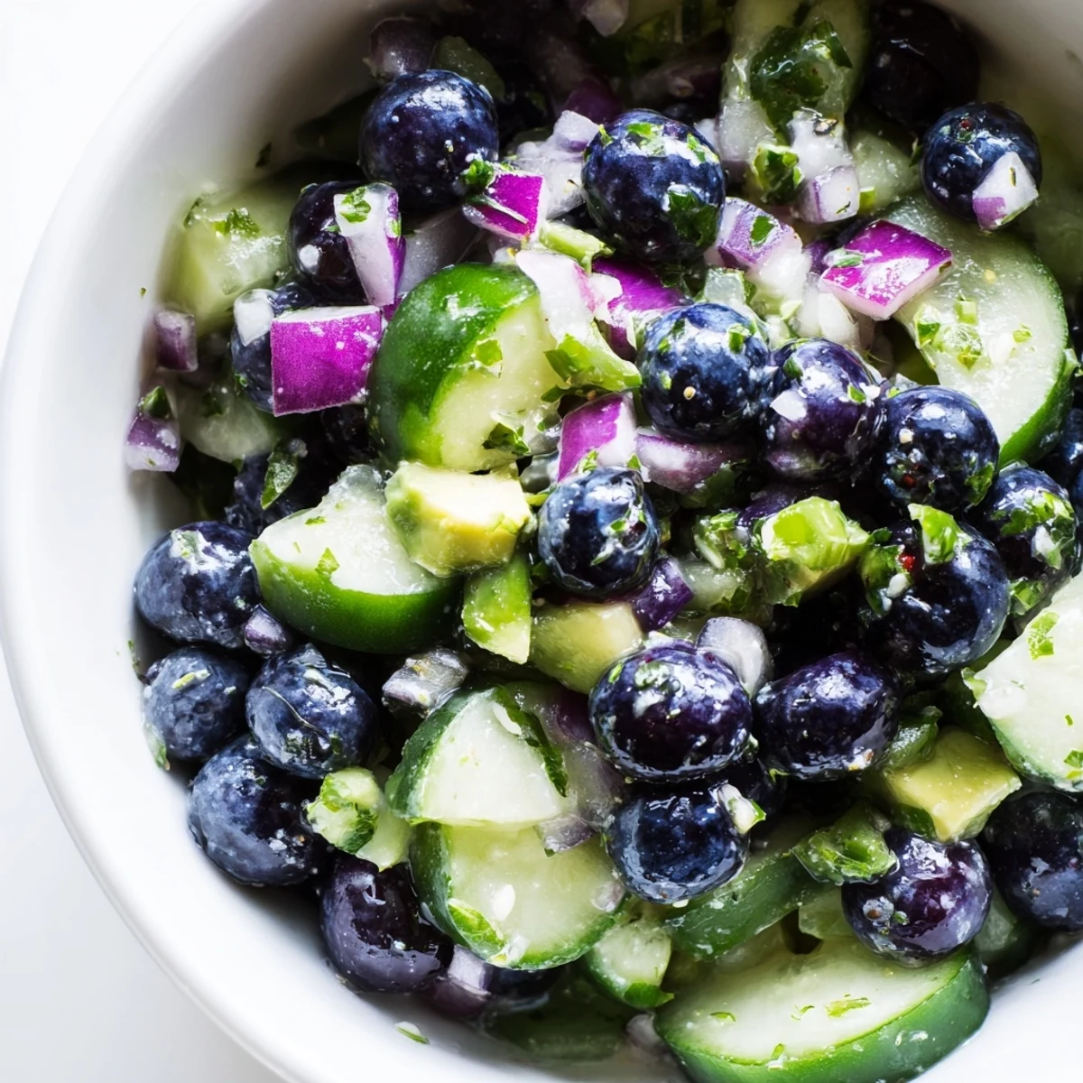 Bright blueberries and crisp cucumber tossed in a zesty lime blueberry cucumber salsa