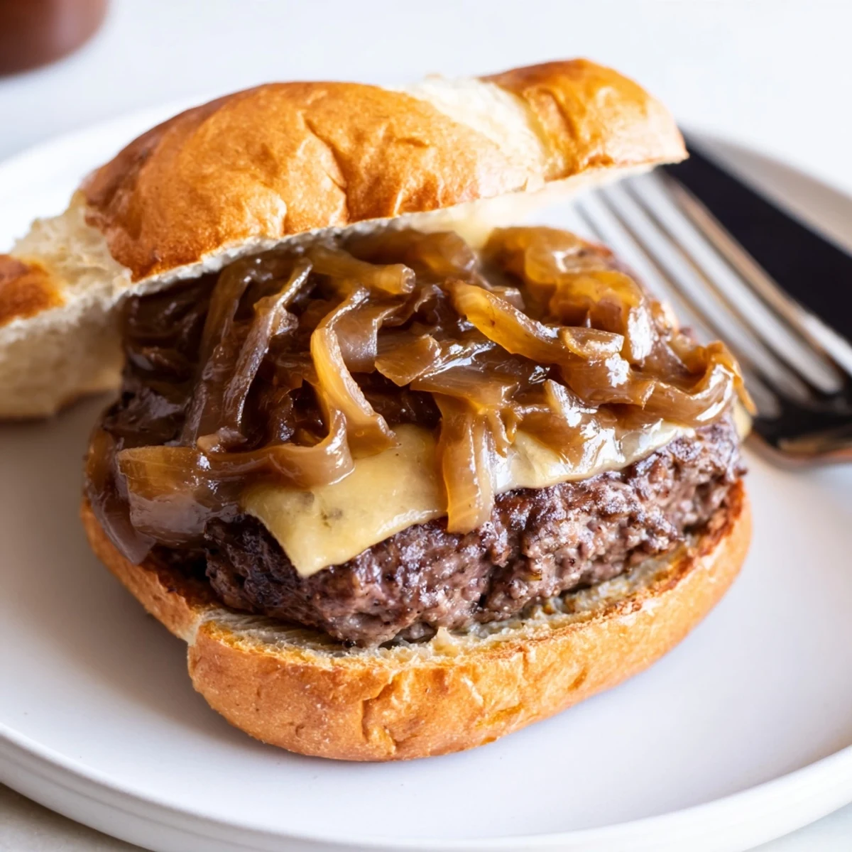 Golden caramelized onions and rich gravy blanket these hearty smothered hamburger steak sandwiches