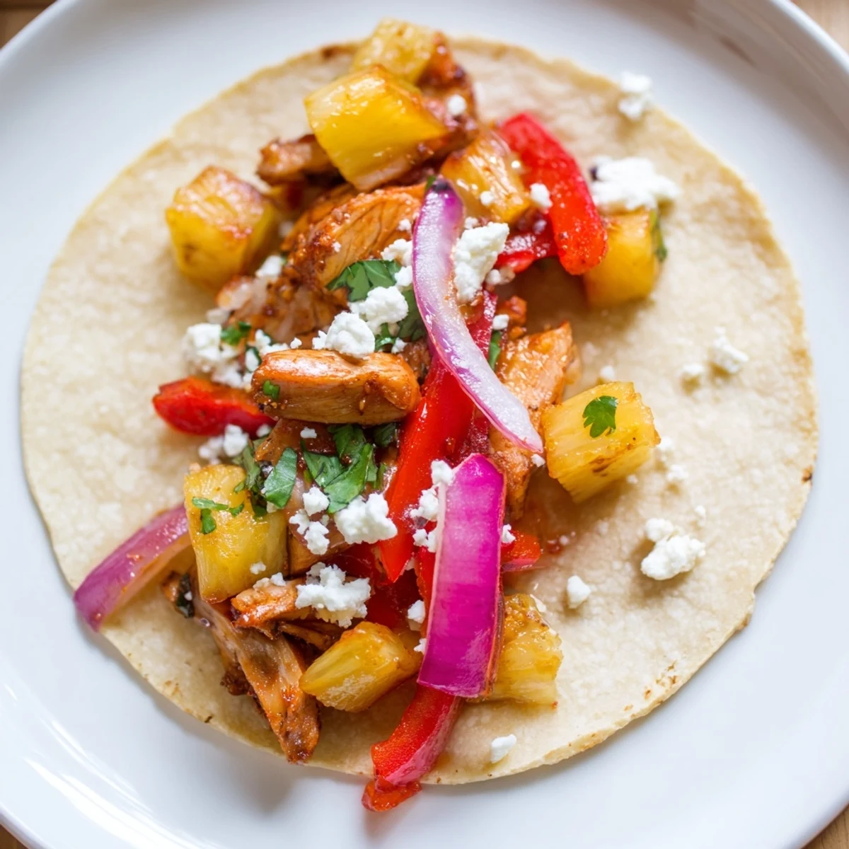 Golden chicken and caramelized pineapple fill warm tortillas for vibrant one pan tacos.  