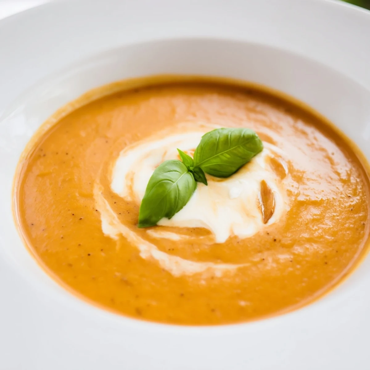 Velvety homemade tomato soup served with crusty bread for cozy dinners.  