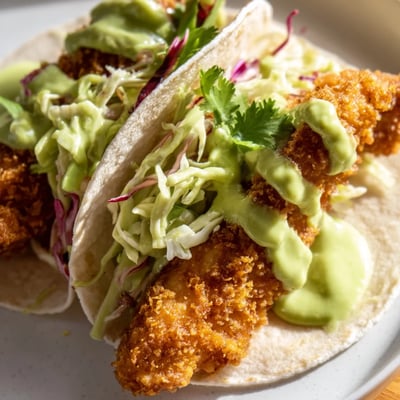Baja Fish Tacos Avocado Crema
