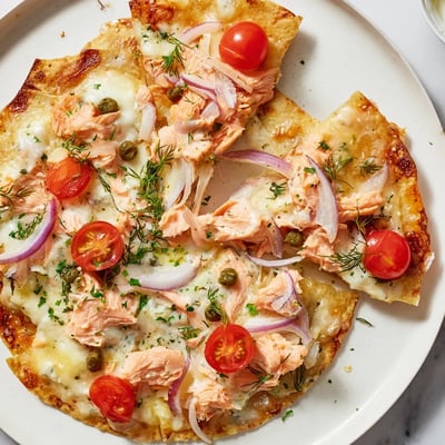 Leftover Salmon Tortilla Pizza